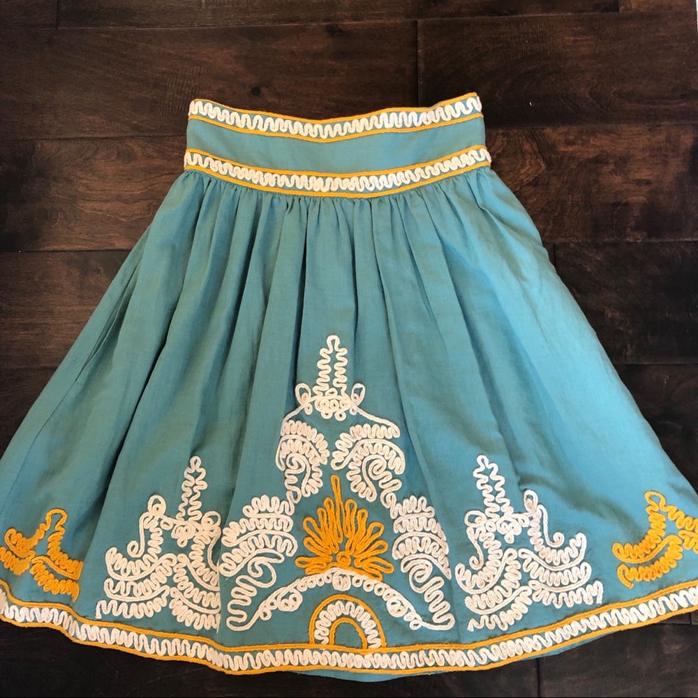 French Connection High Waisted Embroidered Skirt
